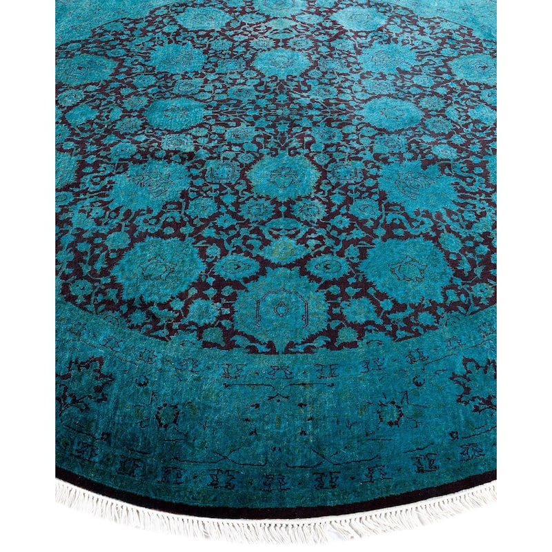 Fine Vibrance, One-of-a-Kind Hand-Knotted Area Rug - Green, 7' 1" x 7' 1" - 7' 1" x 7' 1"