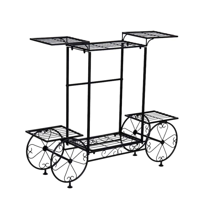 Metal Plant Stand 6 Tiered Garden Planter Stand Ladder Shelf Black