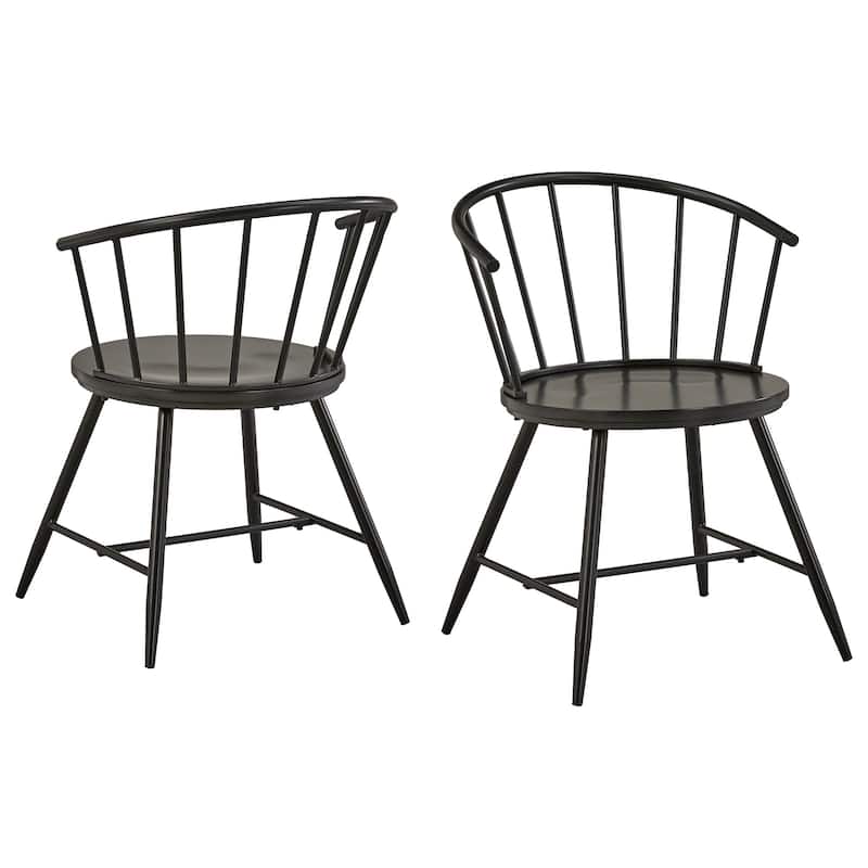 Truman Slope Low Back Windsor Metal Side Chairs (Set of 2) by iNSPIRE Q Modern - Black