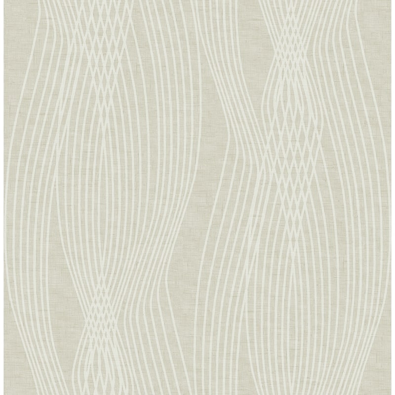 Seabrook Designs Amrita Abstract Wave Unpasted Wallpaper - 20.5 in. W x 33 ft. L - Metallic Silver & Dove Grey