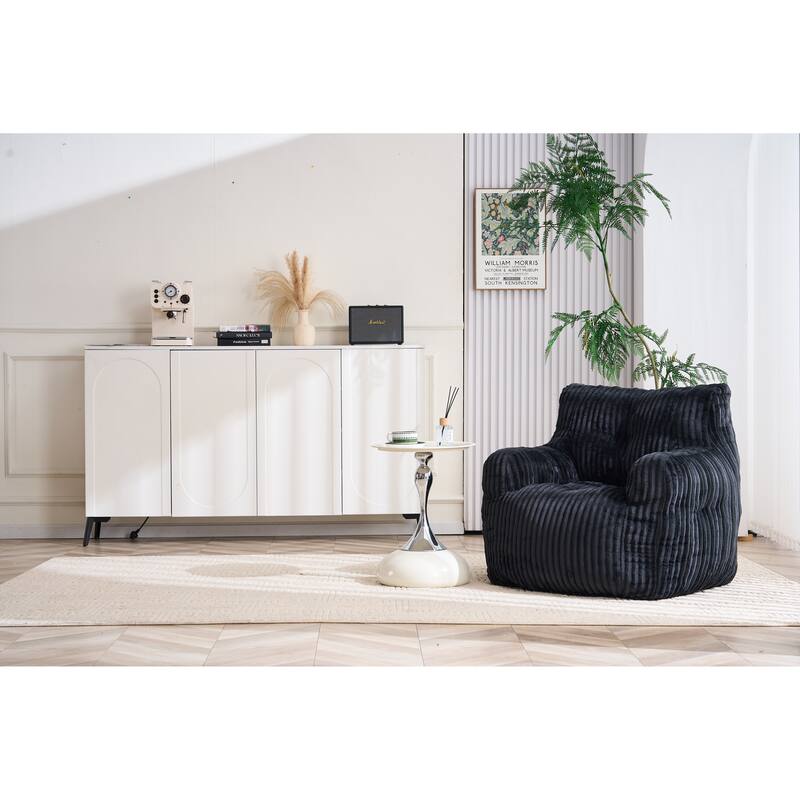 Soft Fluffy Corduroy Fabric Bean Bag Chair Filled With Memory Sponge