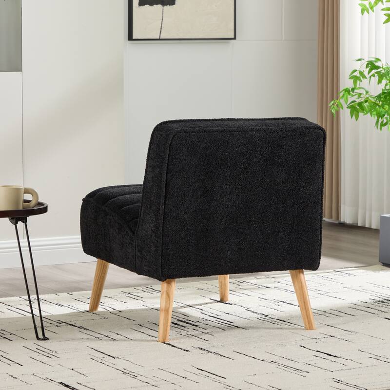 24.4"W Modern Upholstered Armless Accent Chair with Wood Legs