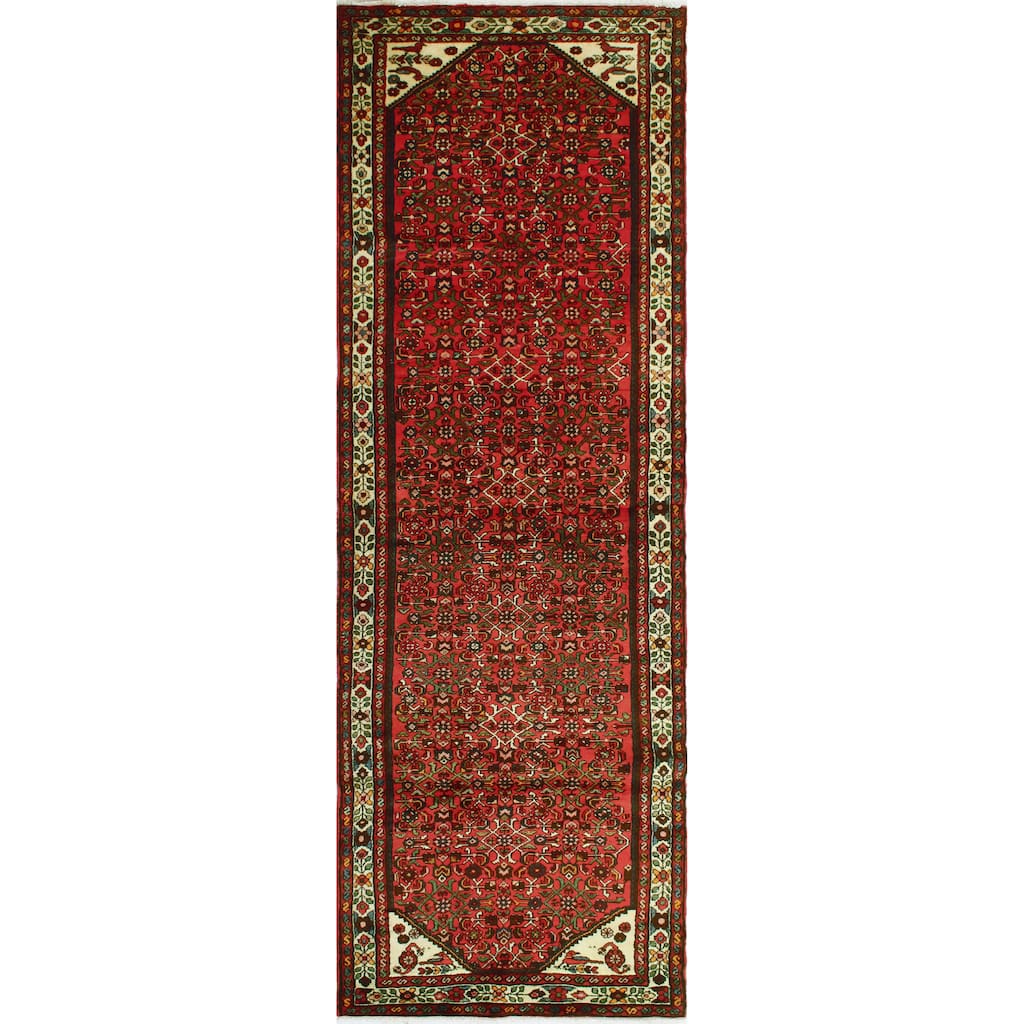Fine Vintage Distressed Lahori Rust/Ivory Runner - 3'10" x 12'11"
