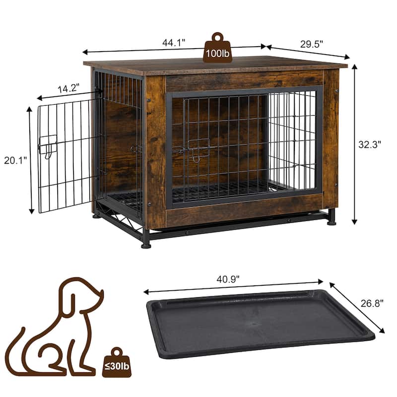 Futzca Dog Crate, Double-Doors Dog Furniture