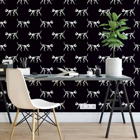 Black and White Dog Peel and Stick Removable Wallpaper 5032
