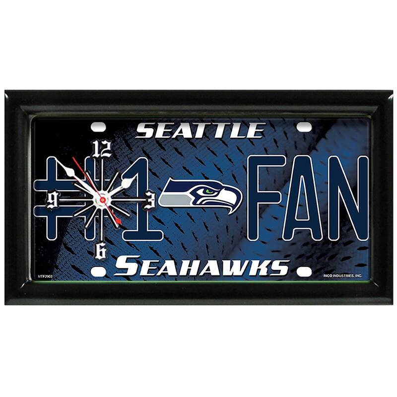 NFL Wall/Desk Analog Clock, #1 Fan with Team Logo - Seattle Seahawks