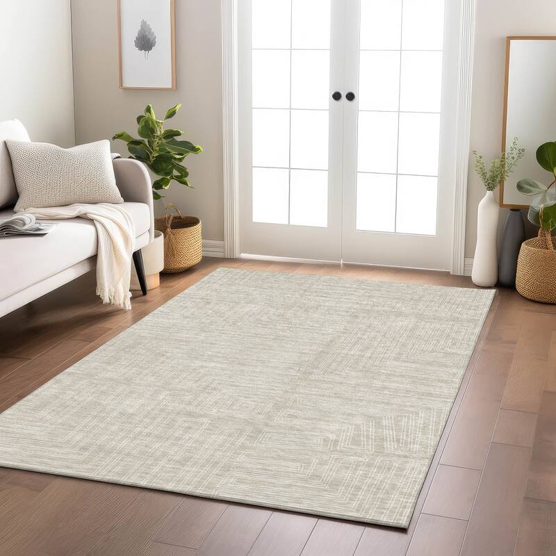 Machine Washable Indoor/ Outdoor Contemporary Stack Chantille Rug