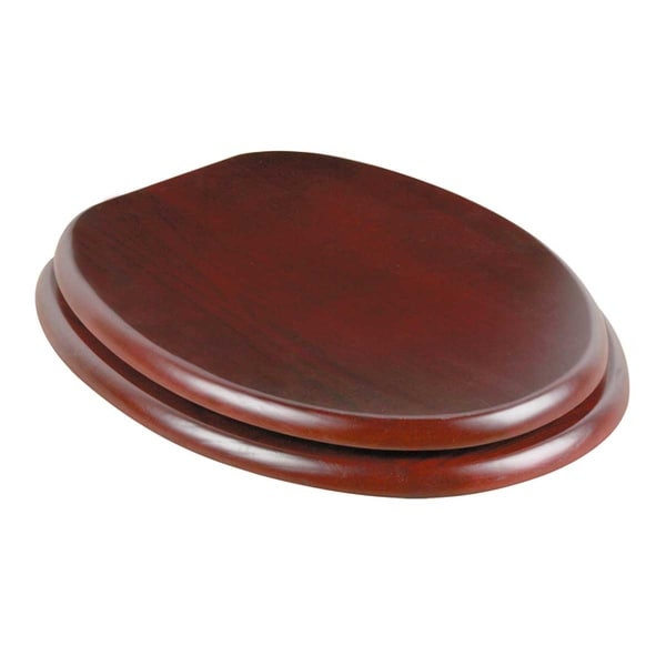 Toilet Seat Elongated Solid Wood Cherry Chrome Brass Hinge | Renovator's Supply