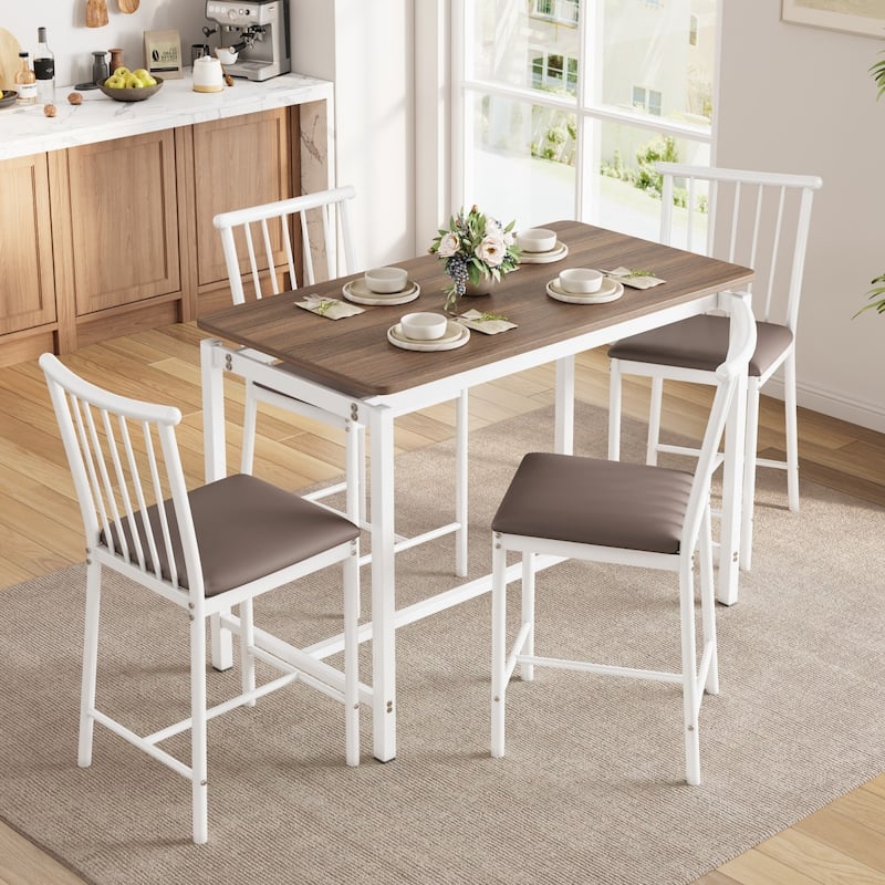 5-Piece Rectangular Dining Table Set with 4 Upholstered Chairs