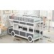 preview thumbnail 6 of 17, Grey+White Twin over Twin Solid Wood Bus-Shaped Bunk Bed with Wheels