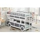 preview thumbnail 5 of 6, Twin over Twin Wood Frame Bus-shaped Bunk Bed with Wheels and Storage Space, Grey and White