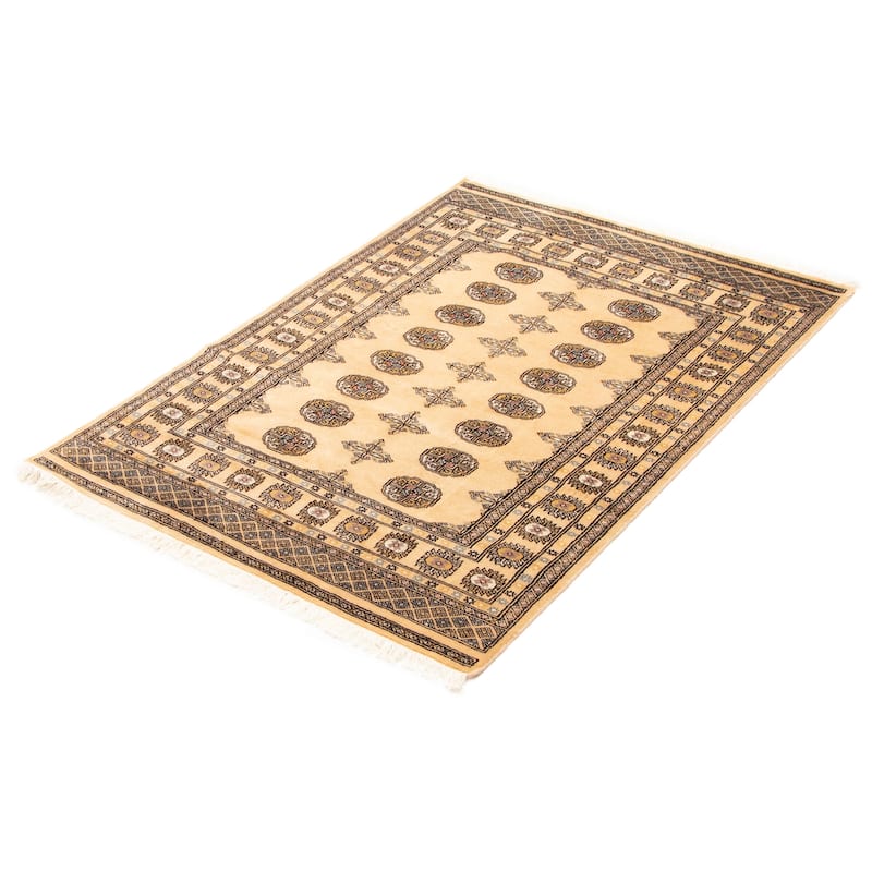 ECARPETGALLERY Hand-knotted Finest Peshawar Bokhara Beige Wool Rug - 4'2 x 5'11