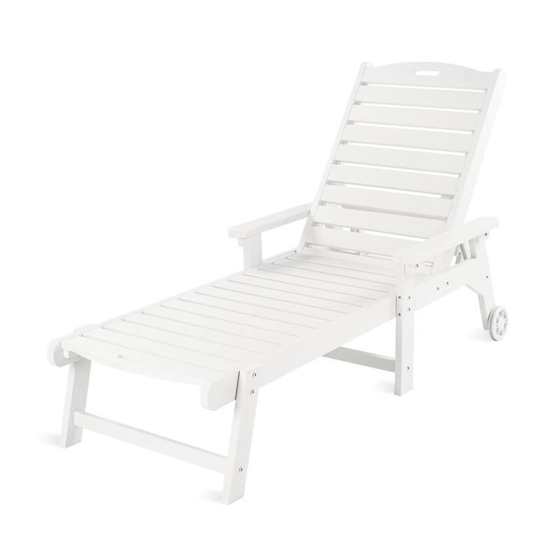 Outdoor Adjustable Wheeled Chaise Lounge Chairs with Arms for Patio, Deck, Backyard - 78.9"L x 24"W x 39.7"H