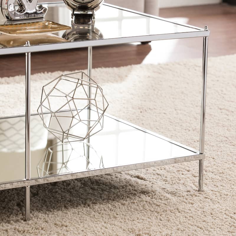 SEI Furniture Grant Mirrored Chrome Coffee Table