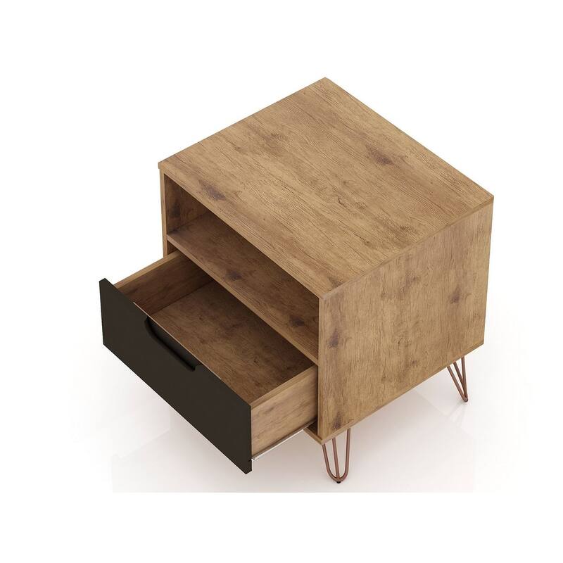 Manhattan Comfort Rockefeller 1-Drawer Nightstand (Set of 2)