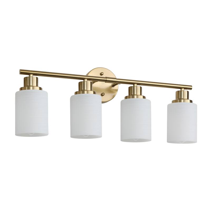 24" Modern 4-Light Vanity Wall Sconce, with Frosted Glass Shades for Bathroom or Hallway Lighting (No Bulbs)