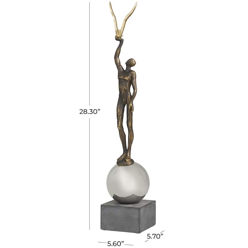 Polystone People Decorative Sculpture with Stainless Steel Accents - Silver - Roche River Decor