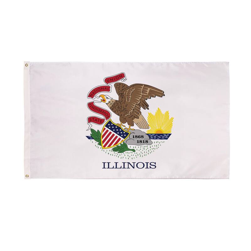 State of Illinois Double Sided Estate Flag w/ 2 Grommets, 3'x5'