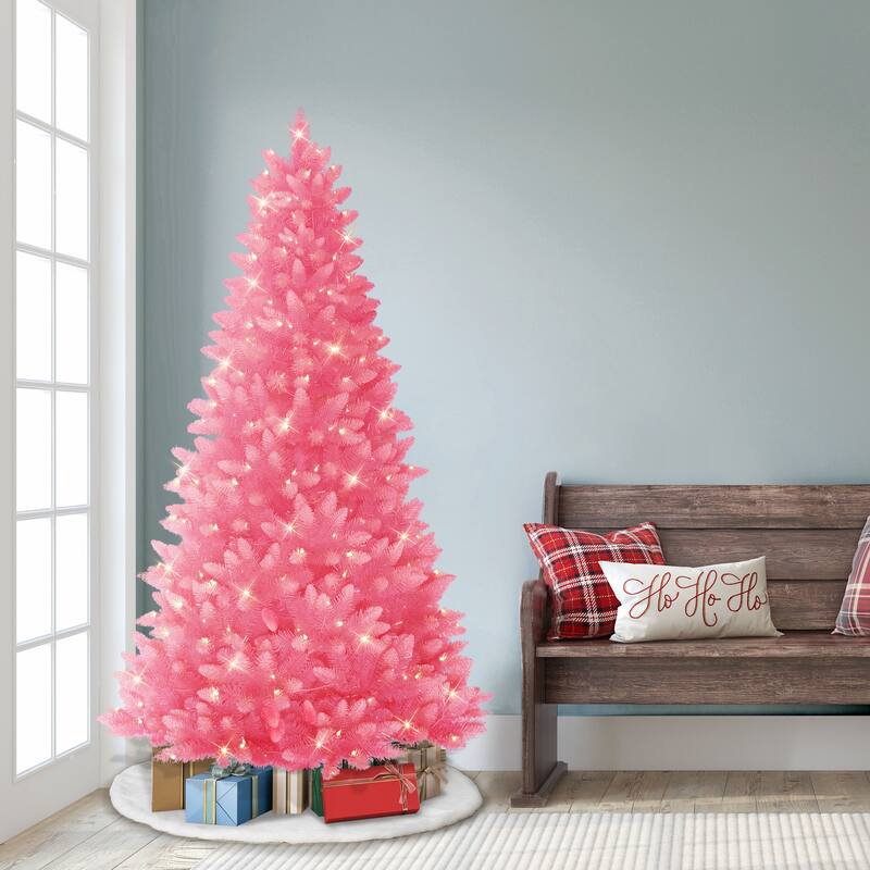 Puleo International 6.5' Pre-Lit Fashion Pink Artificial Christmas Tree - 6.5