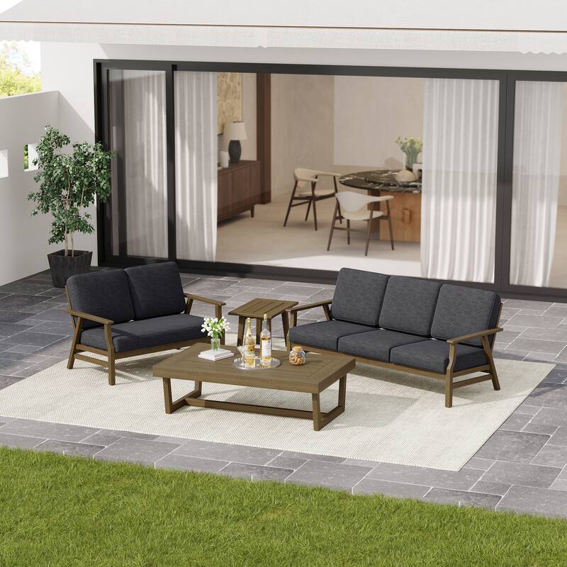 Arthur 4-Piece Teak Wood Patio Conversation Set