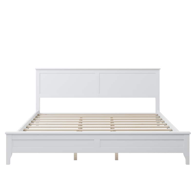 Modern Simple Solid Wood Platform Bed Frame with Sturdy Wooden Slats