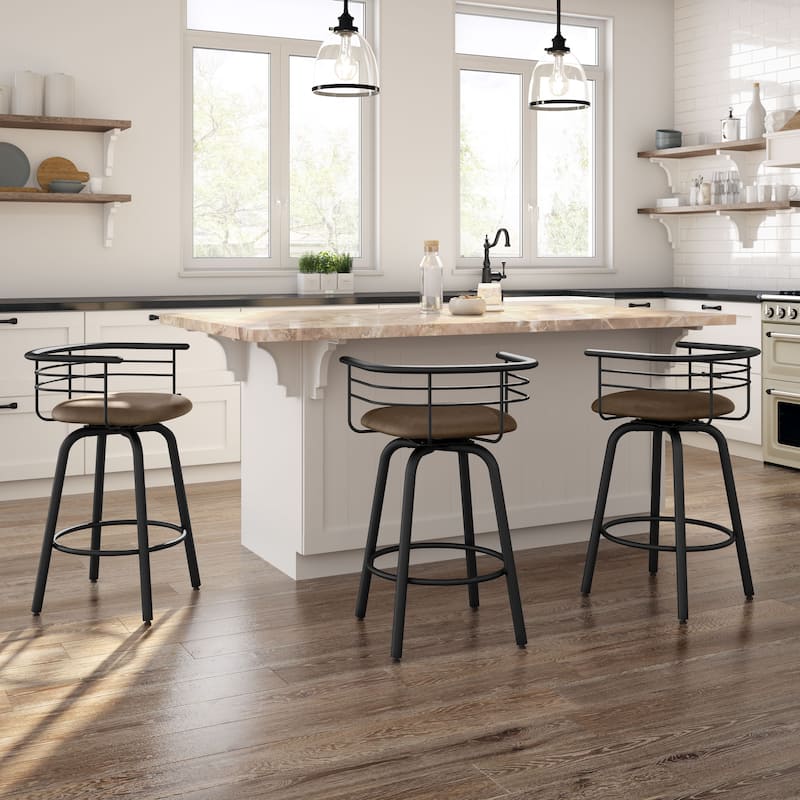 Amisco Turbo Swivel Bar Stool with Distressed Wood Seat