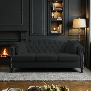 Chesterfield Three Seater Sofa with Tufted Back, Rolled Arms and ...