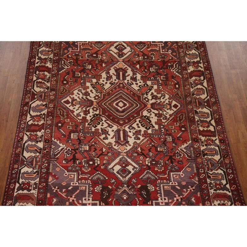 Geometric Bakhtiari Persian Vintage Area Rug Handmade Wool Carpet - 6'8"x 10'6"