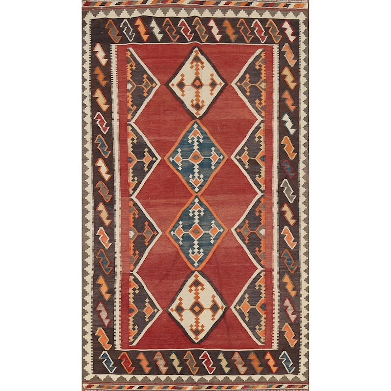 Tribal Kilim Qashqai Persian Vintage Area Rug Handmade Wool Carpet - 4'6"x 7'10"