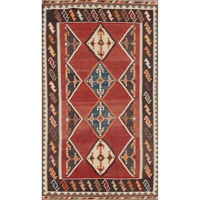 Tribal Kilim Qashqai Persian Vintage Area Rug Handmade Wool Carpet - 4'6"x 7'10"