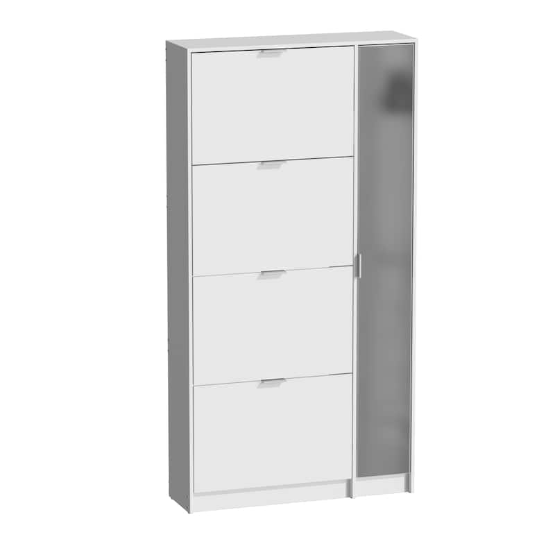 Shoe Cabinet Vertical Shoe Rack with Attached Mirror Compact Design - 31.5"X61.2"