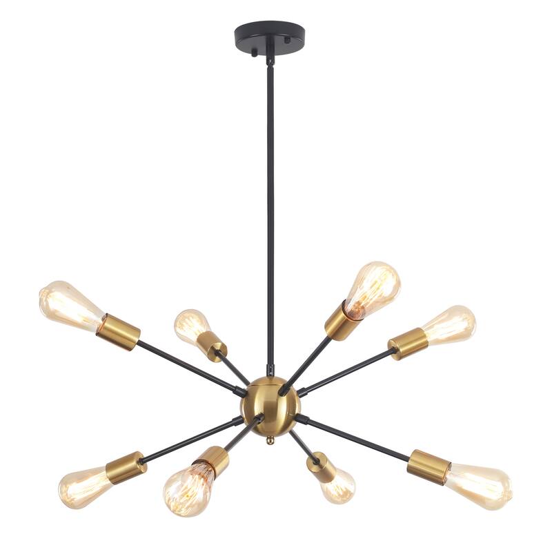 8-Light Mid Century Modern Linear Sputnik Chandelier for Bedroom Living Room Dining Room Kitchen Foyer - N/A