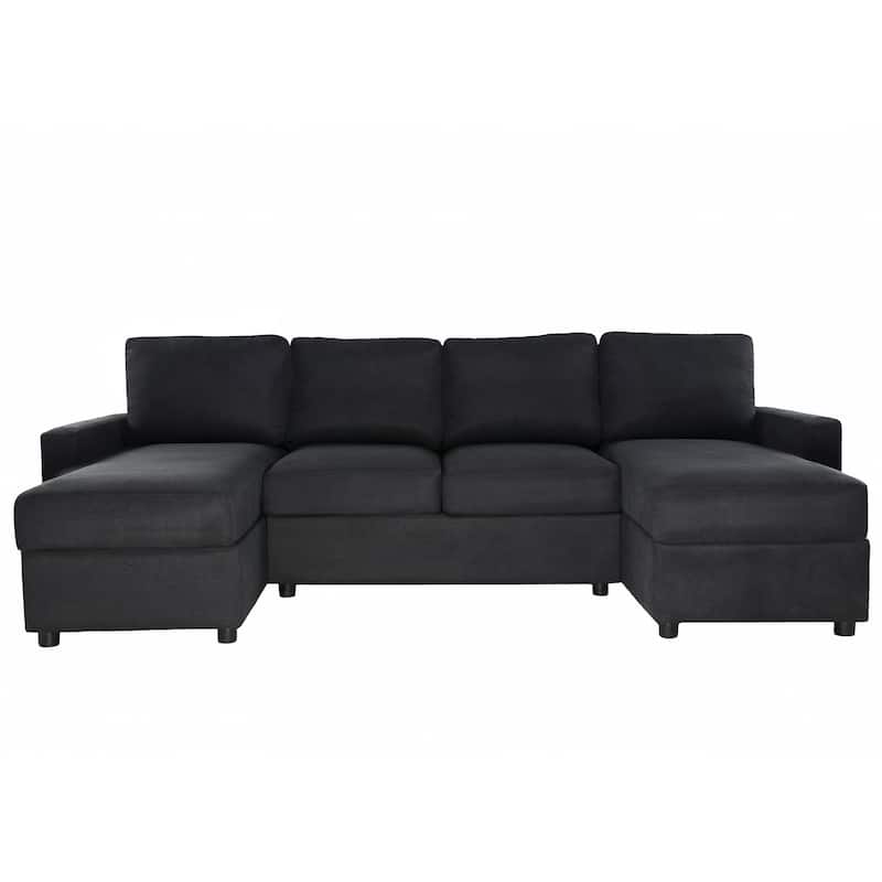 Roomfitters Convertible U-Shaped Sectional Sofa with 2 Storage Chaise Lounges and 4 USB Ports for Living Room