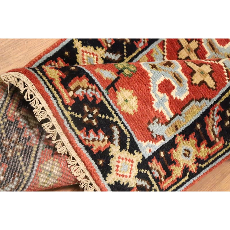 Hand Knotted Oriental 100% Wool Carpet Transitional All-Over Oranges & Rust Oushak Runner Rug - 7' 10'' X 2' 7''