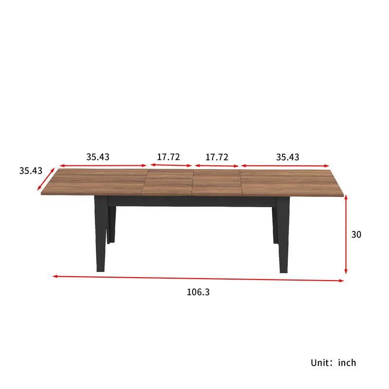 Dining Table, 106.3" Large Extendable Kitchen Table