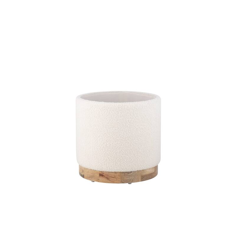 Handwoven Storage Ottoman with Rounded Wooden Base