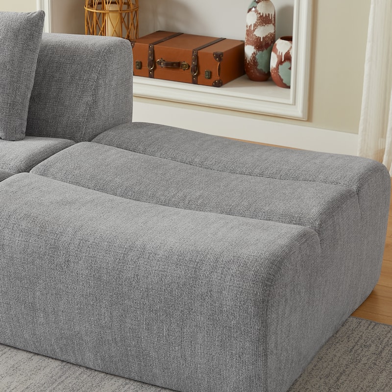 Oversized 3 Seater Compressed Sofa with Chenille Fabric, No Assembly, Space-Saving for Living Room, Apartment