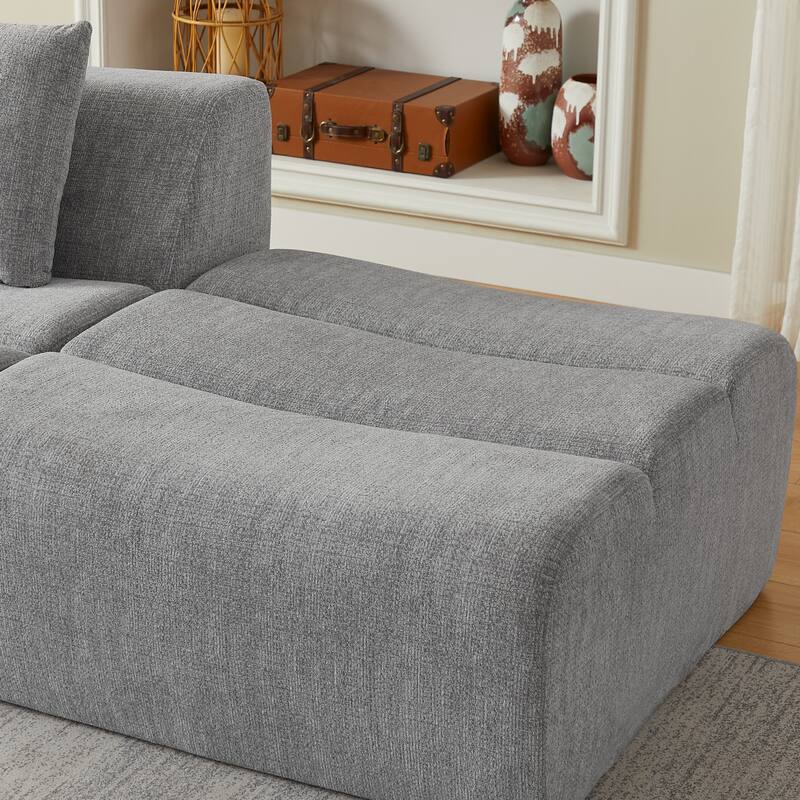 Roomfitters Modular 3 Seater Sofa, Oversized Chenille Upholstered Couch, Modern Space-Saving Sectional