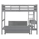 preview thumbnail 7 of 7, Gray Pine Wood Bunk Bed with Desk, Drawers, Movable Lower Bed, Guardrail