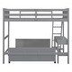 preview thumbnail 16 of 16, Twin over Full Wood Bunk Bed Frame with Desk, Drawers, Movable Lower Bunk, Headboard, Footboard, Ladder, Guardrails - Unisex