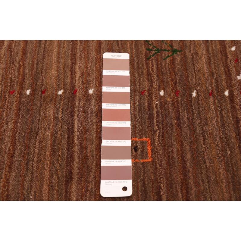 ECARPETGALLERY Hand Loomed Kashkuli Gabbeh Brown Wool Rug - 4'10 x 6'10