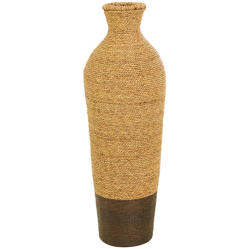 Artisan Crafted Tall Brown Seagrass Woven Floor Vase