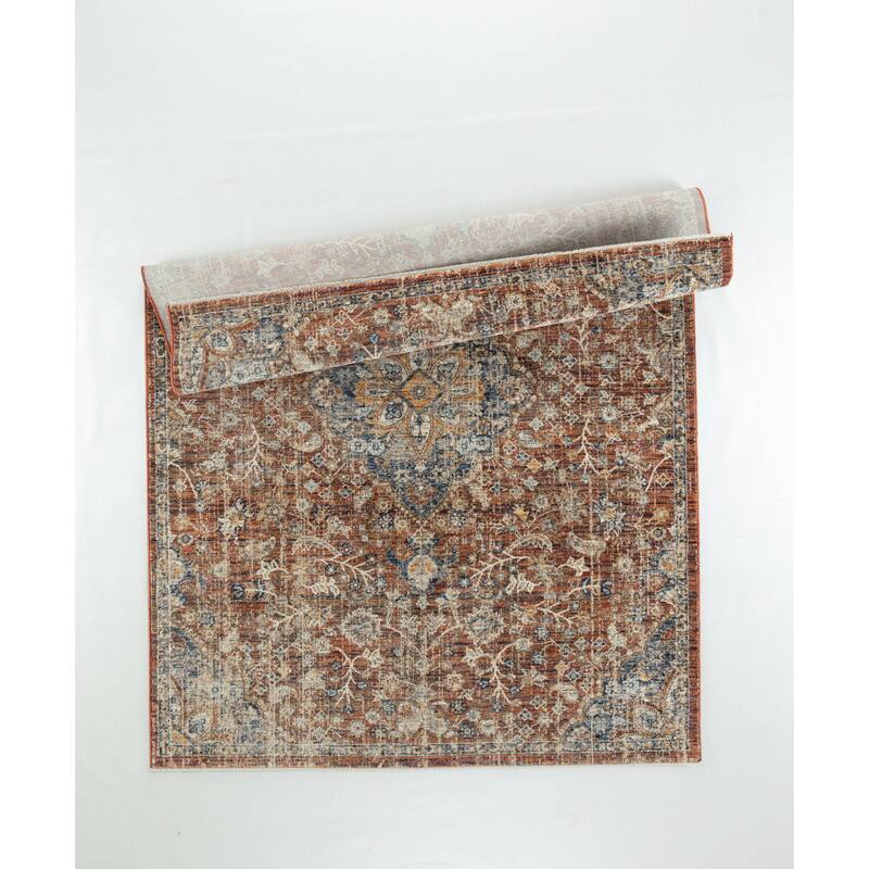 Stelios Collection Rust/Navy Transitional Area Rug