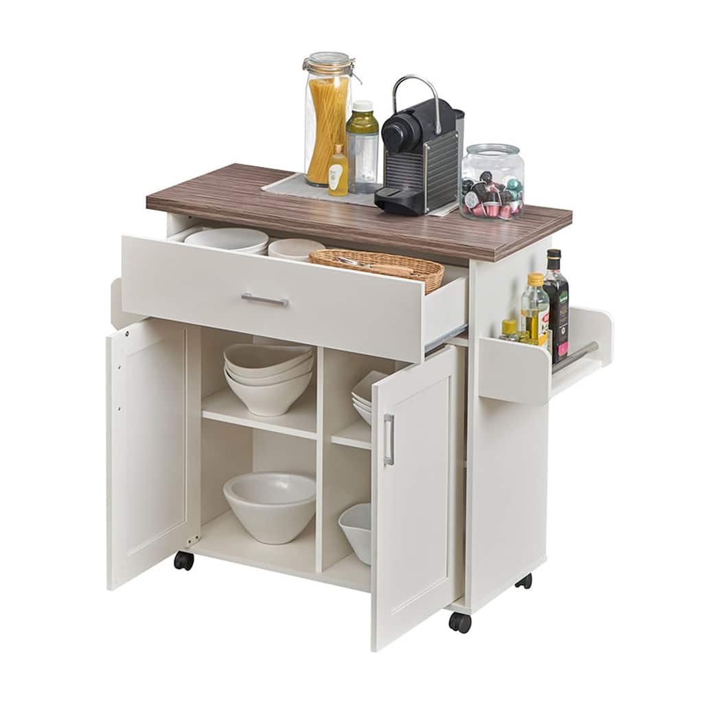 Deluxe Mobile Kitchen Island Cart with Water-Resistant Top and Adjustable Storage