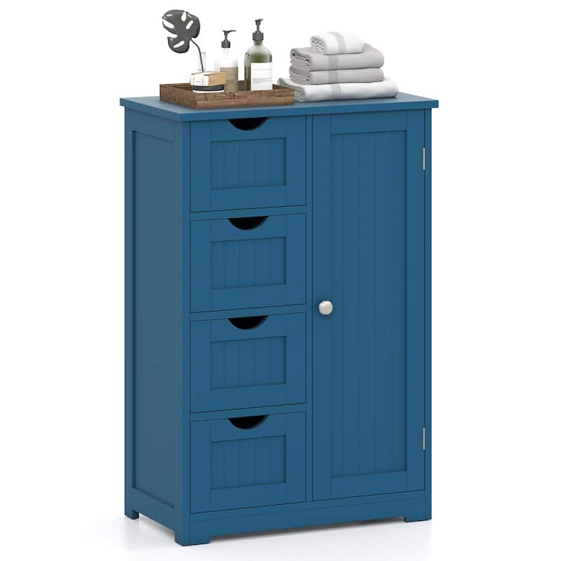 Gymax Wooden 4 Drawer FreeStanding Bathroom Floor Cabinet Storage