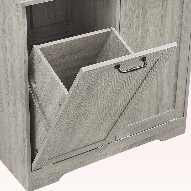 Bathroom Storage Cabinet with Doors,Drawers,Tilt-Out Laundry Hamper,and Adjustable Shelves