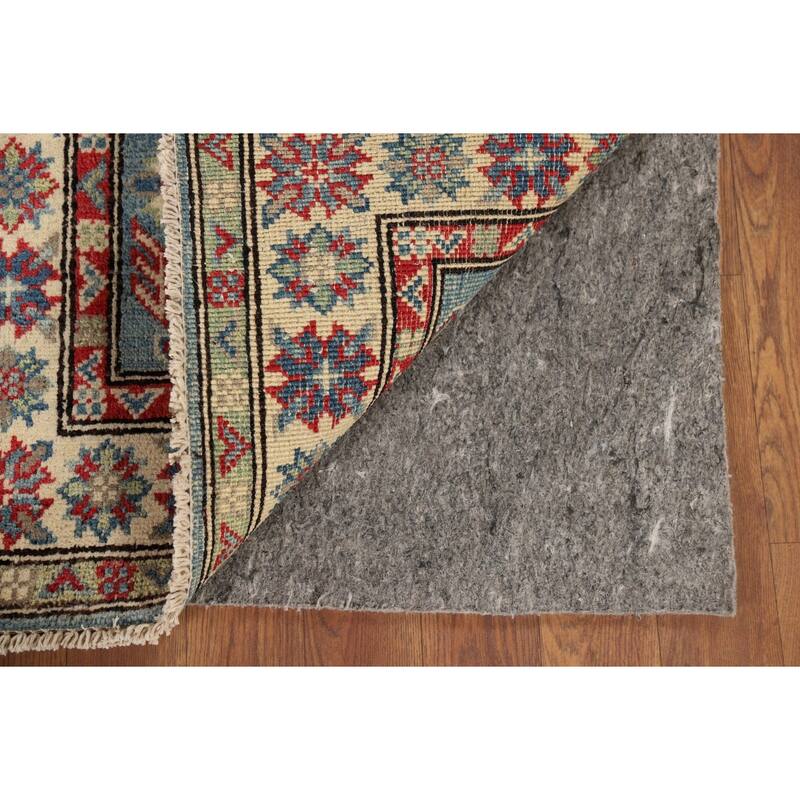 Light Blue Kazak Accent Rug Handmade Geometric Wool Carpet - 2'0" x 3'2"
