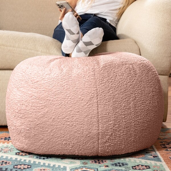 Jaxx Ellis Pouf - Modern Shearling Faux-Lamb Plush Fleece Ottoman