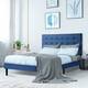 Madison Upholstered LED-lit Platform Bed Frame - Blue - Full