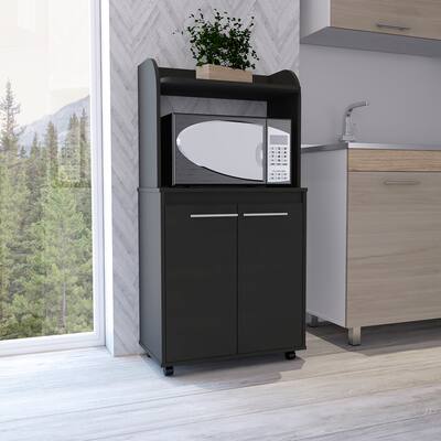 Kitchen Island Cart on Wheels, Storage Cabinet with 1-Shelf and 2-Doors, Floor Sideboard Storage Cabinet for Dining Room